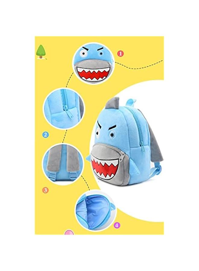 NICE CHOICE Cute Toddler Backpack Toddler Bag Plush Animal Cartoon Mini Travel Bag for Baby Girl Boy 2-6 Years(Shark) - Image 4